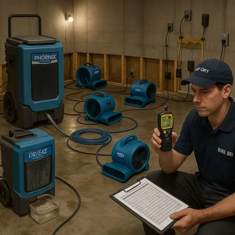 Structural Drying and Dehumidification process in Marshall County, IA